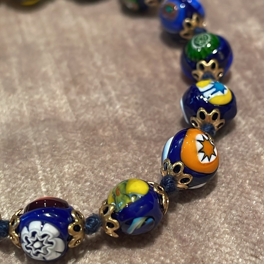 Millefiori Bracelet 8.5” Ankle Bracelet Glass Colorful